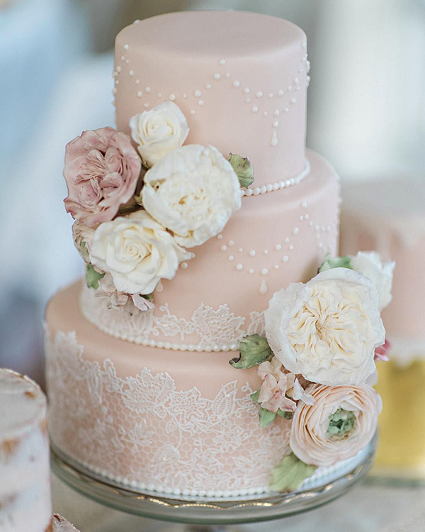 torta romantica matrimonio rosa cipria